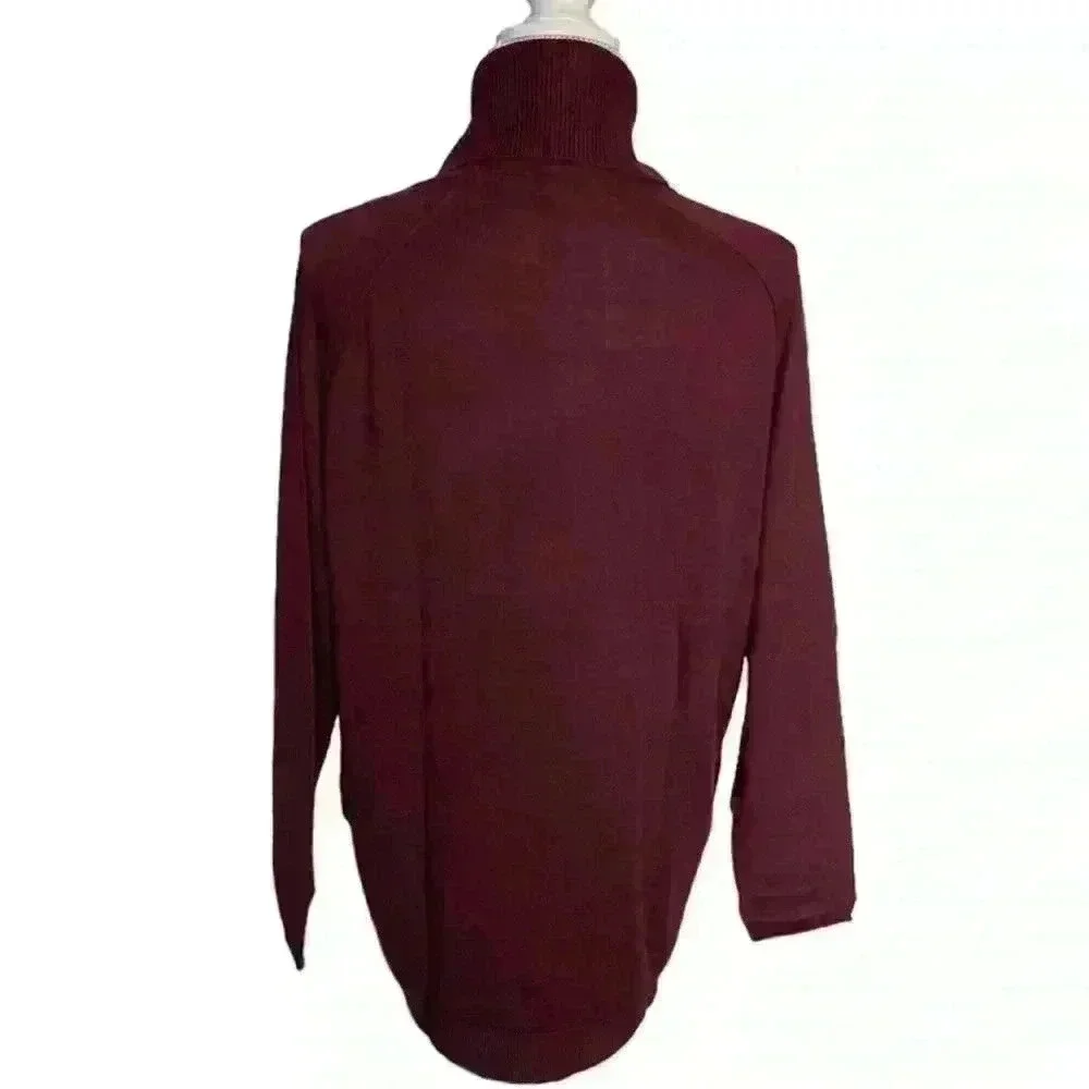 Caslon Turtleneck Tunic Sweater in Burgandy Royals Size Small NWT